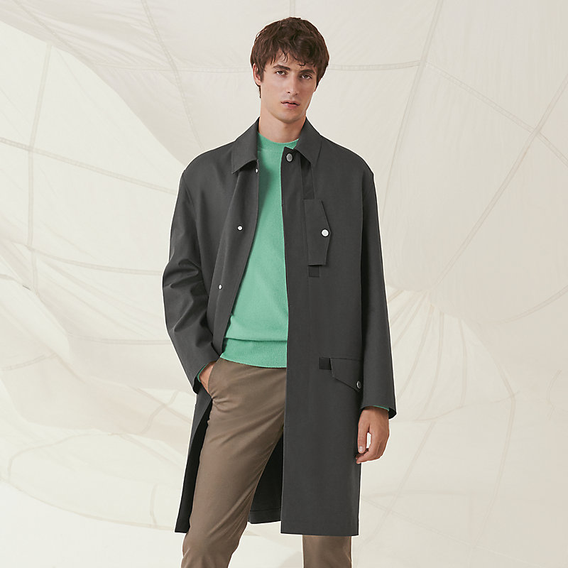 Raincoat with leather piping | Hermès 