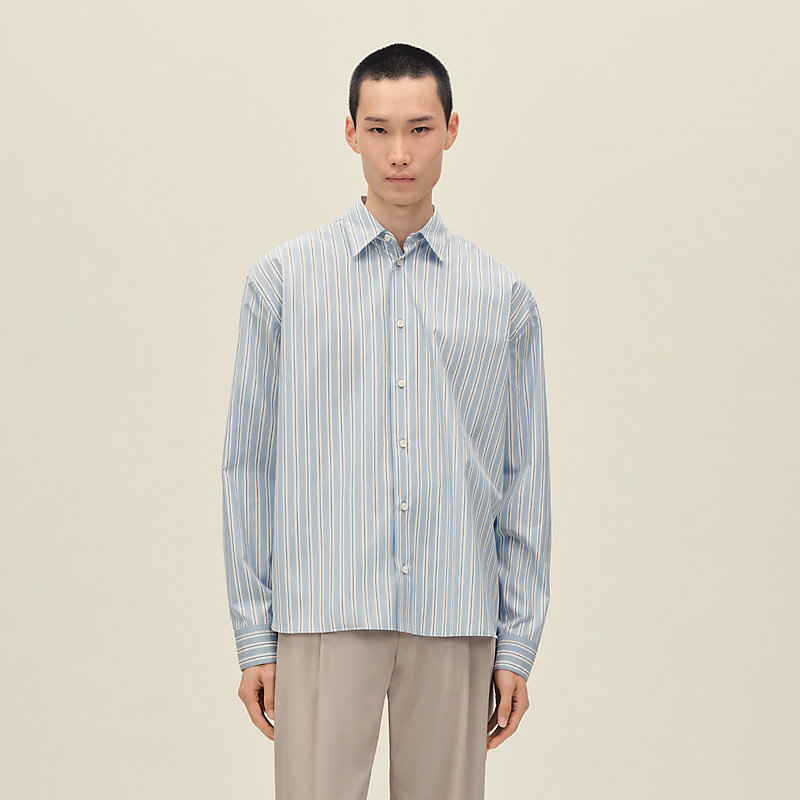 "Rayures fond colore" boxy fit shirt with Louis collar