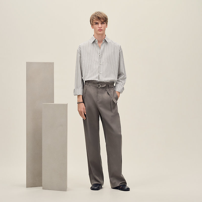 "Rayures fond colore" boxy fit shirt with Louis collar