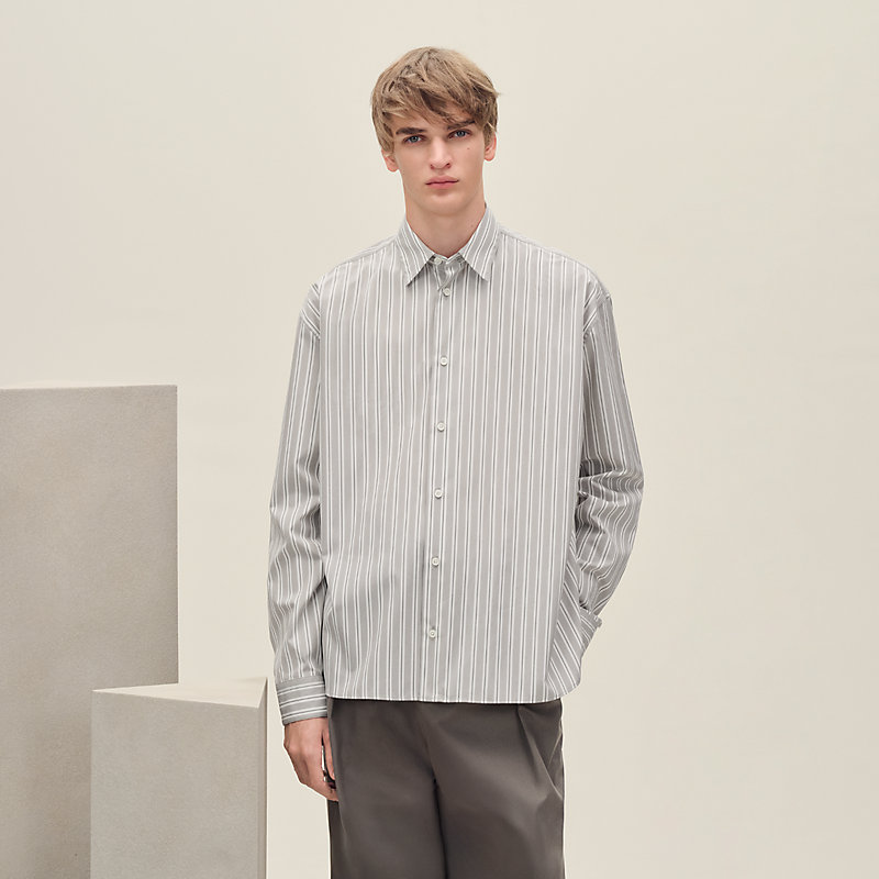 "Rayures fond colore" boxy fit shirt with Louis collar