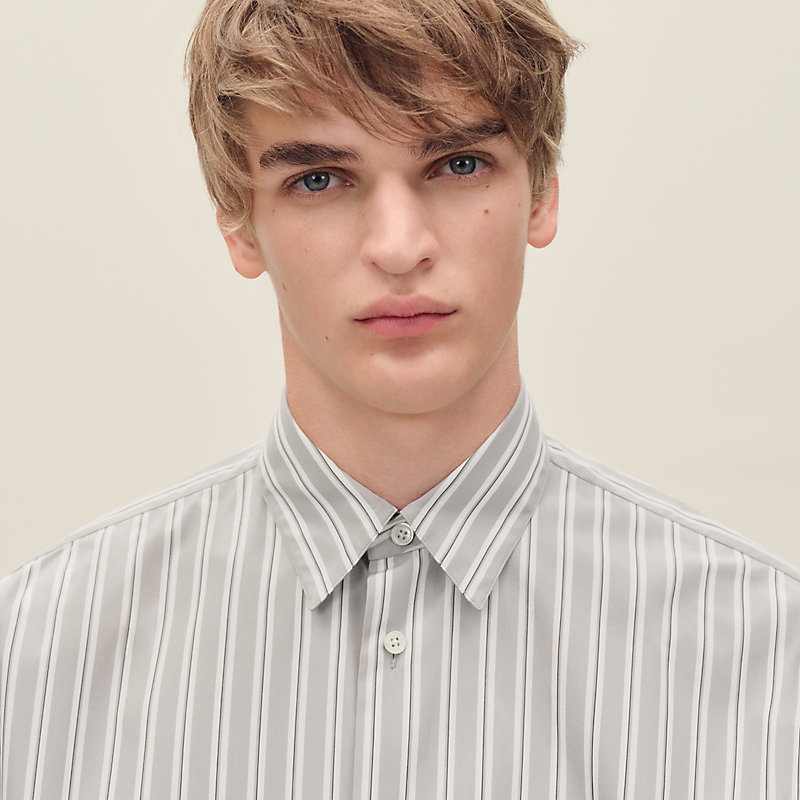 "Rayures fond colore" boxy fit shirt with Louis collar