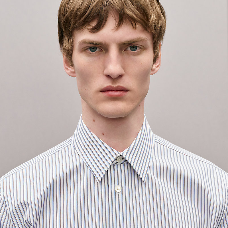 "Rayures rythmees" straight cut shirt with Faubourg collar, View: , view 4 of 5