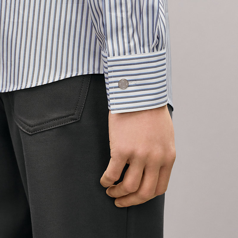 "Rayures rythmees" straight cut shirt with Faubourg collar, View: , view 5 of 5