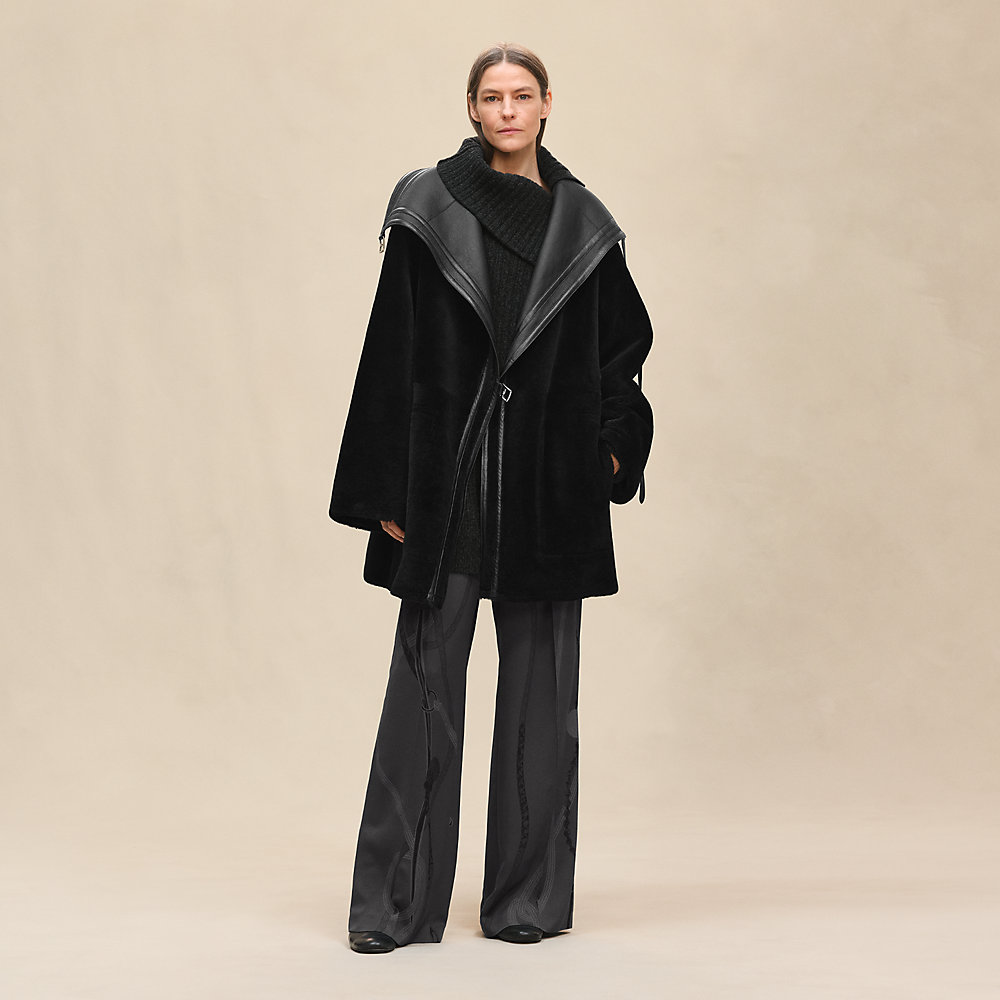 Reversible coat - Black | Hermès Canada