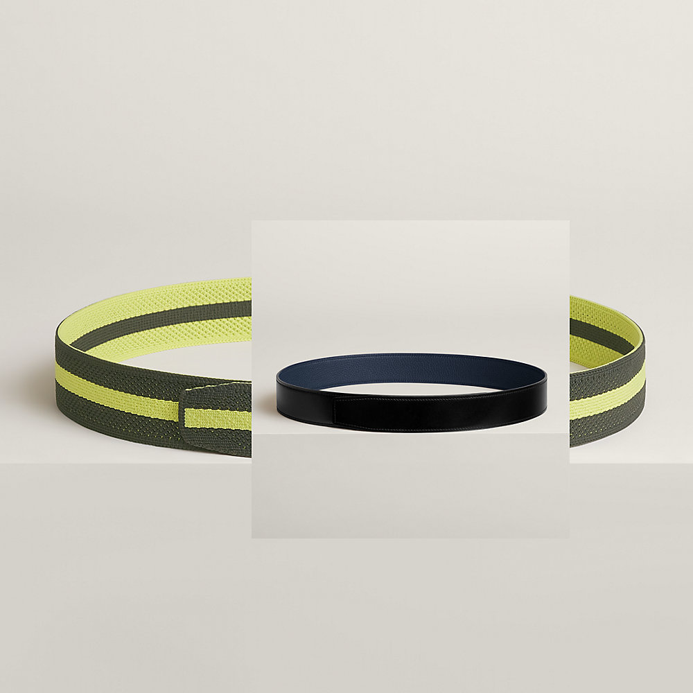 【HERMES】バイマテリアル「Elastic Stirrups」 T シャツ2色 Reversible leather strap 38 mm & Team band 38 mm | Hermès