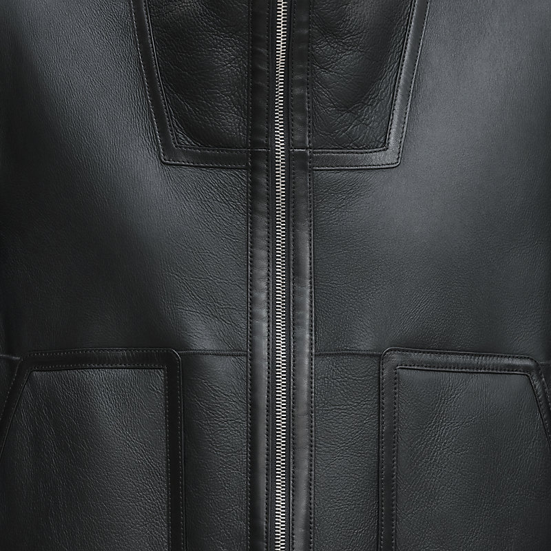Reversible sleeveless jacket - Black | Hermès Canada