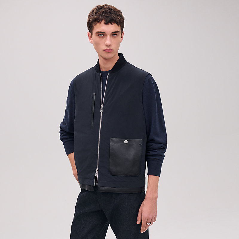 Reversible vest with leather detail | Hermès Australia