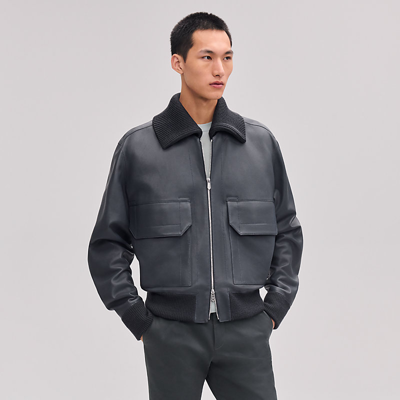 ジャケット・アウター HERMES Reversible rib trim jacket 46 rib-trim-jacket--553120HB6I-