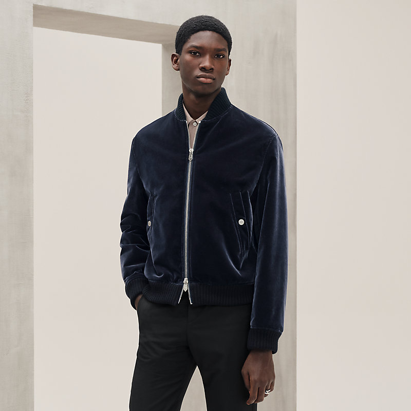 Rib-trim jacket - Green - 60 | Hermès Netherlands