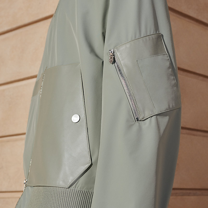 Rib-trim jacket with leather details | Hermès USA