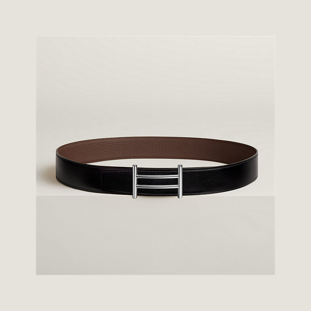 H BELT GOLD BUCKLE 38 MM SMOOTH ORANGE LEATHER REVERSIBLE