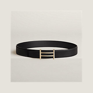 Hermes H Leather Buckle 38MM Reversible Belt Togo Leather In Black/Silver