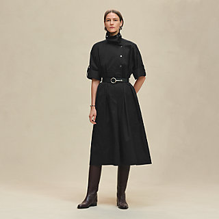 Robe ample ceinturée Noir Hermès France - Main Image