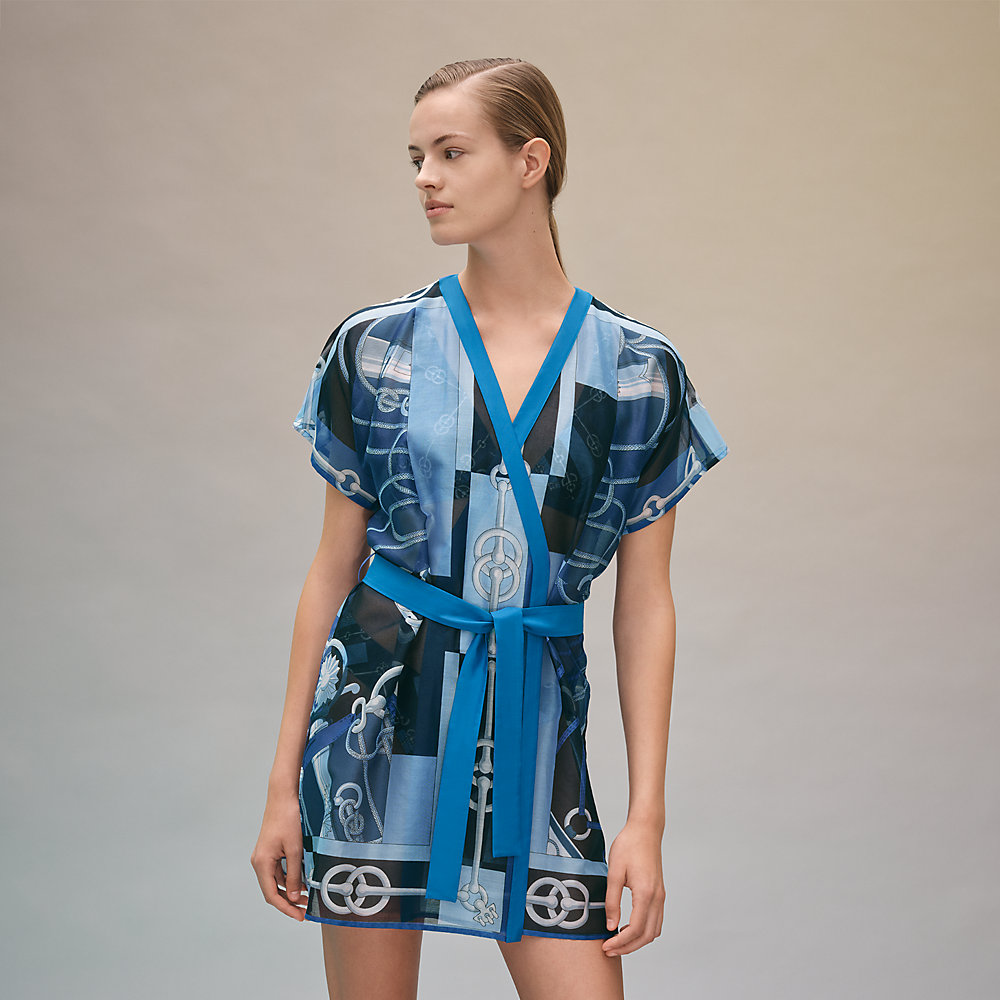 robe kimono bleu