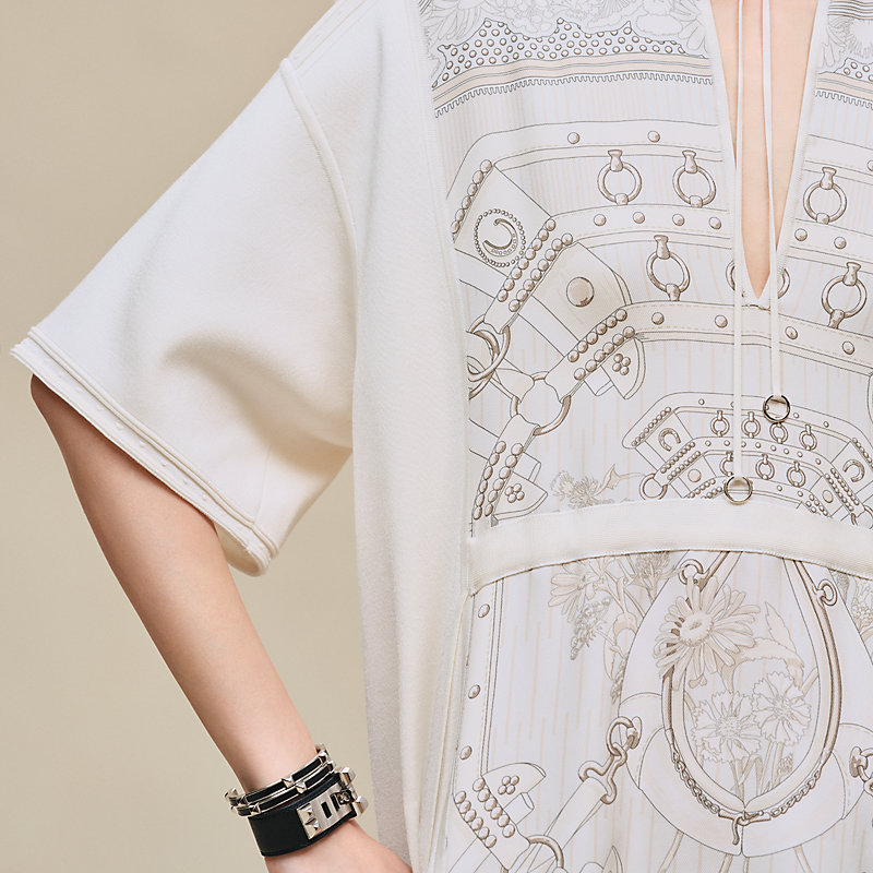 Robe manches courtes imprimé «&nbsp;Aux Champs en Fleurs Rayé&nbsp;»