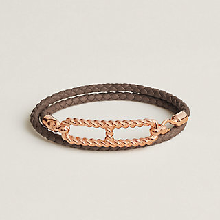 Roulis Godronne Double Tour bracelet - Beige | Hermès USA