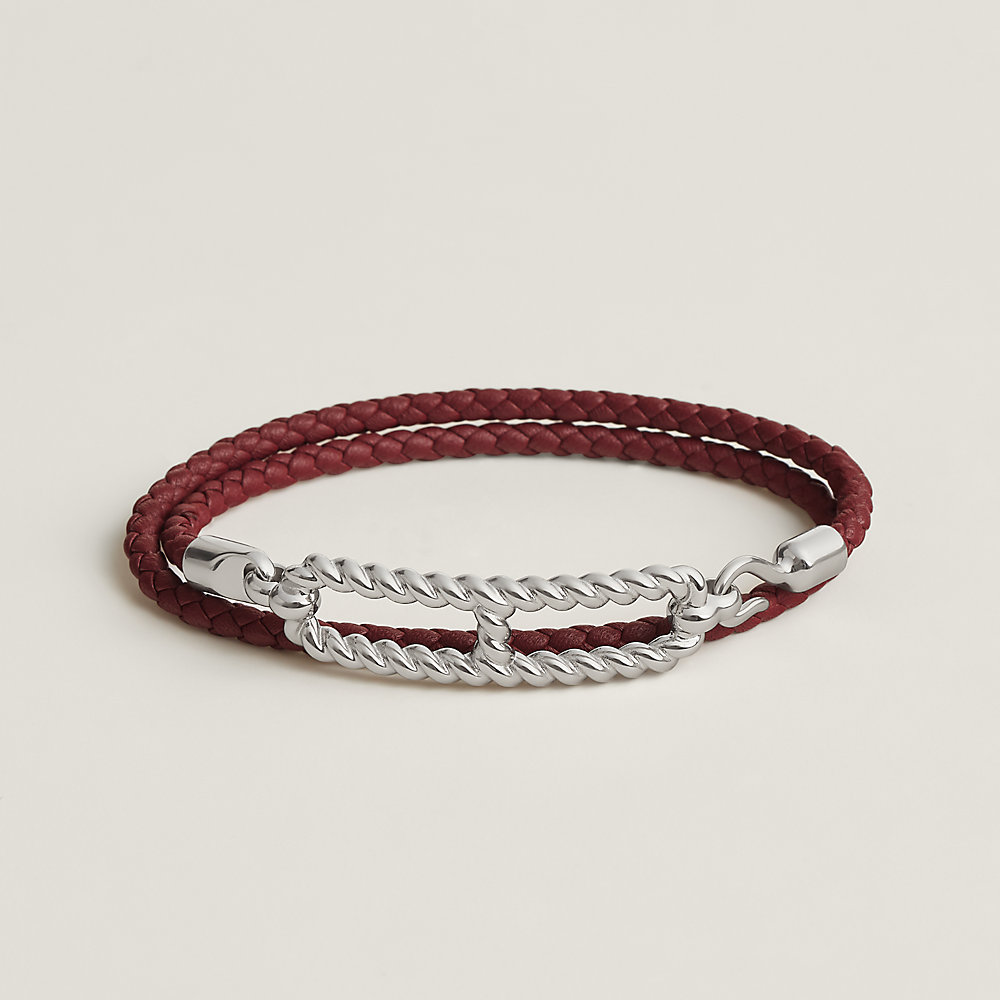 Roulis Godronne Double Tour bracelet - Red | Hermès USA