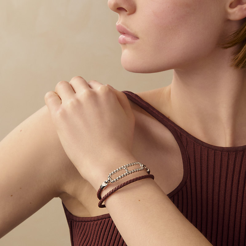 Roulis Godronne Double Tour bracelet - Red | Hermès USA