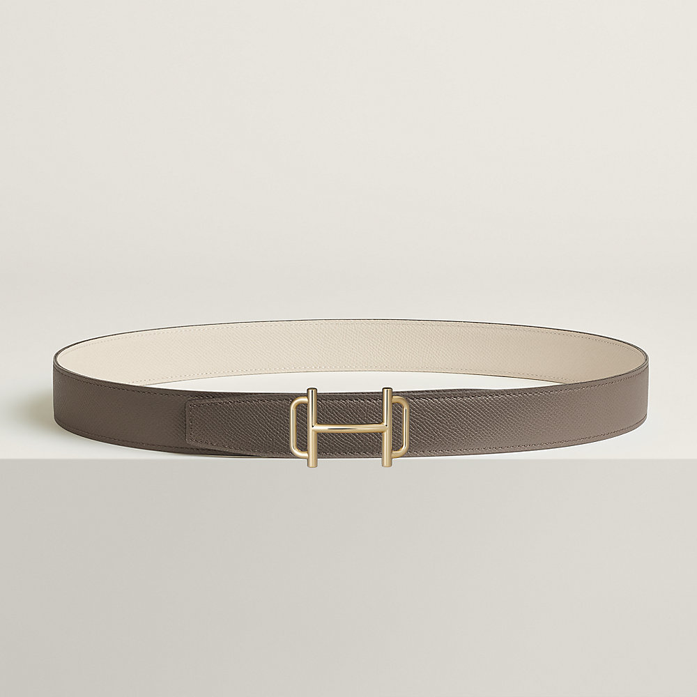 HM REVERSIBLE BLACK AND BRONZE BROWN LEATHER STRAP 32 MM SILVER HARDWARE