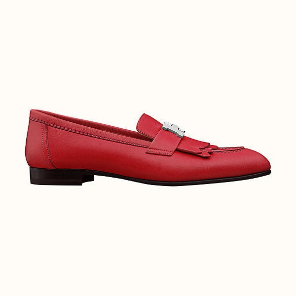 red leather loafers