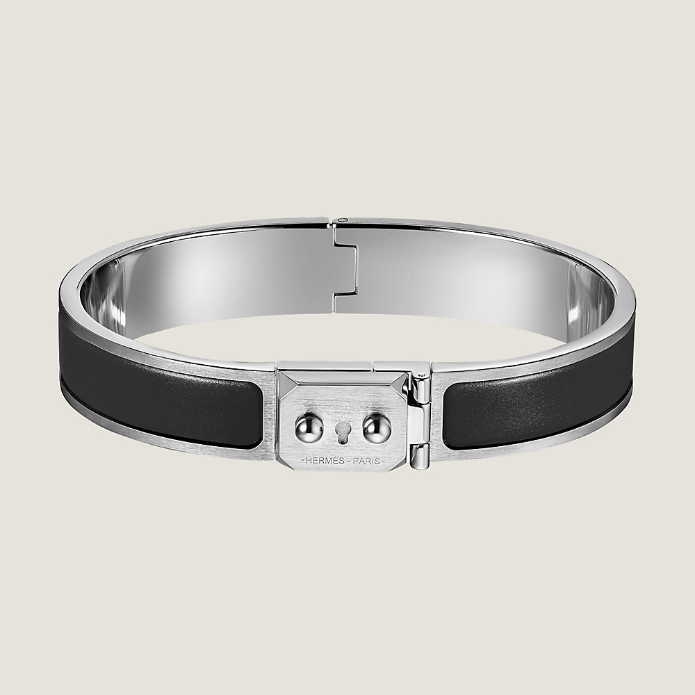 Hermes Narrow Clic H Bracelet (Noir/Palladium Plated) - GM