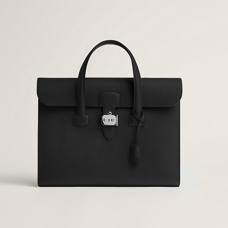 Sac a depeches light 1-36 briefcase - Black | Hermès USA