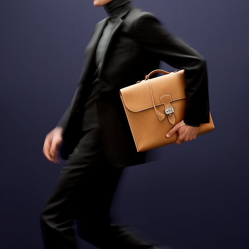 Hermes Etriviere Briefcase in Brown Togo Leather