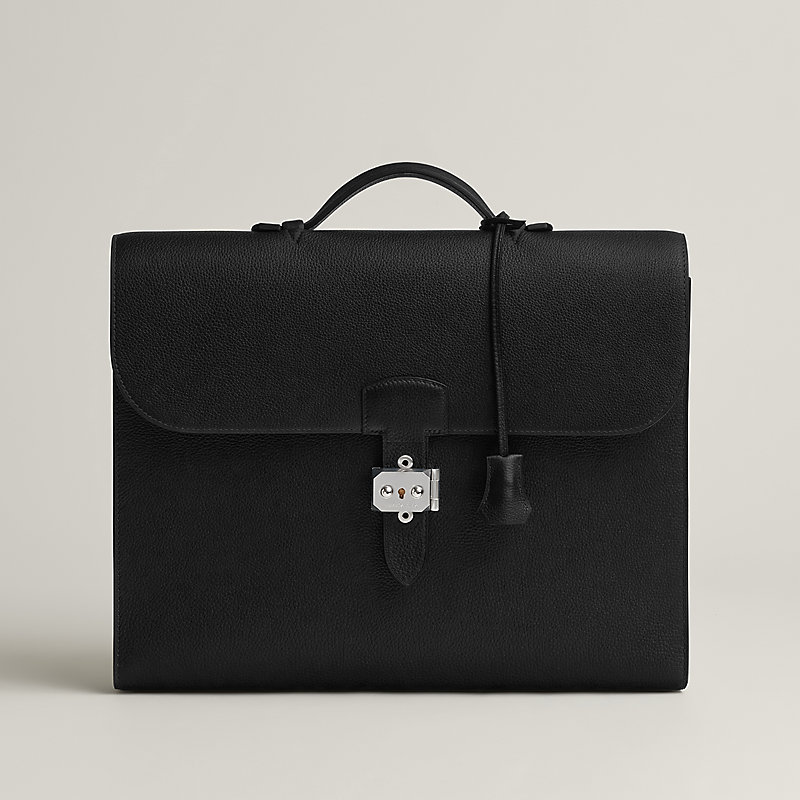 Sac a depeches light 1-37 briefcase - Black | Hermès USA