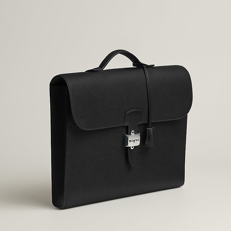 Sac a depeches light 1-37 briefcase - Black | Hermès USA