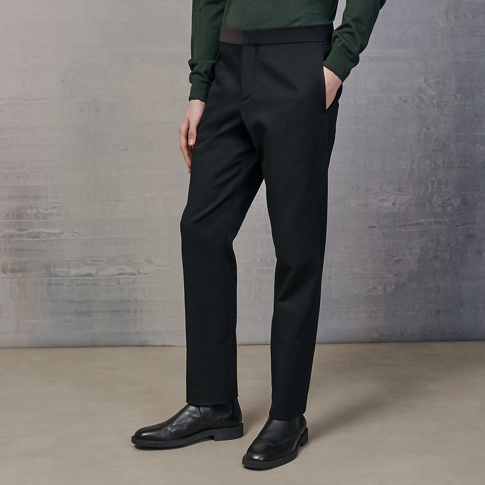 Saint Germain fitted pants with leather detail | Hermès UAE