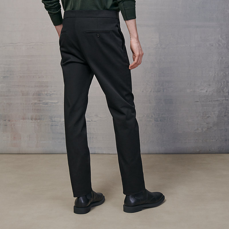 Saint Germain fitted pants with leather detail | Hermès Saudi Arabia
