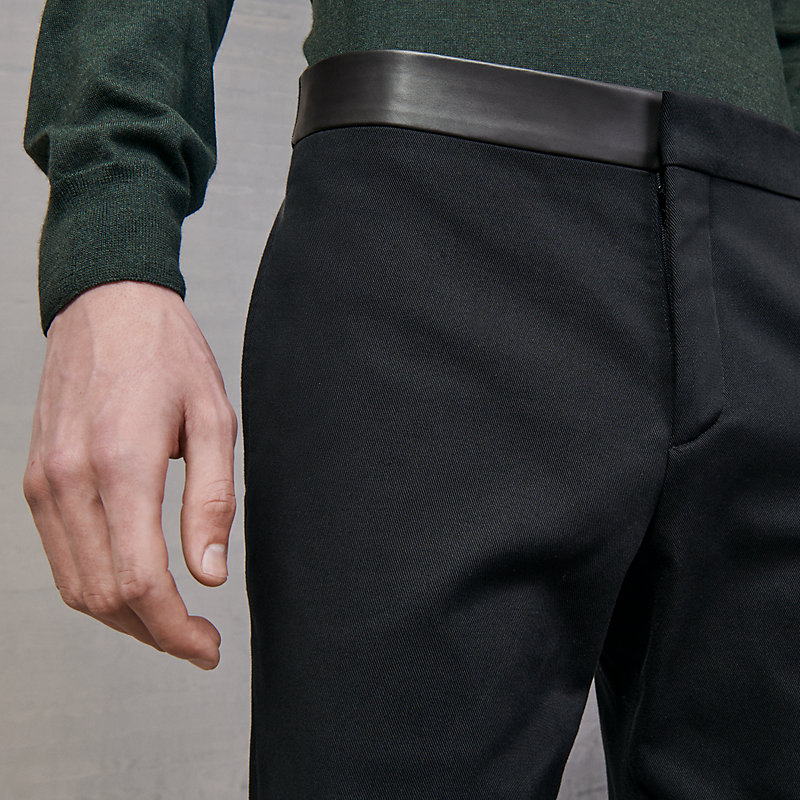 Saint Germain fitted pants with leather detail | Hermès