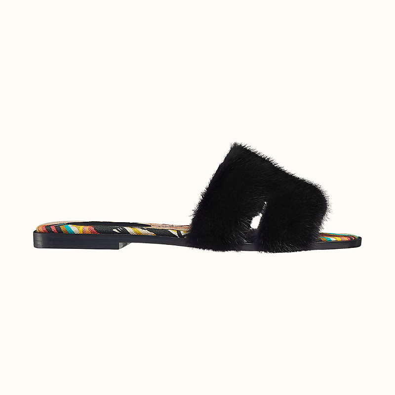 hermes oran fluffy sandals