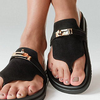 Sandales Empire Noir Hermès France