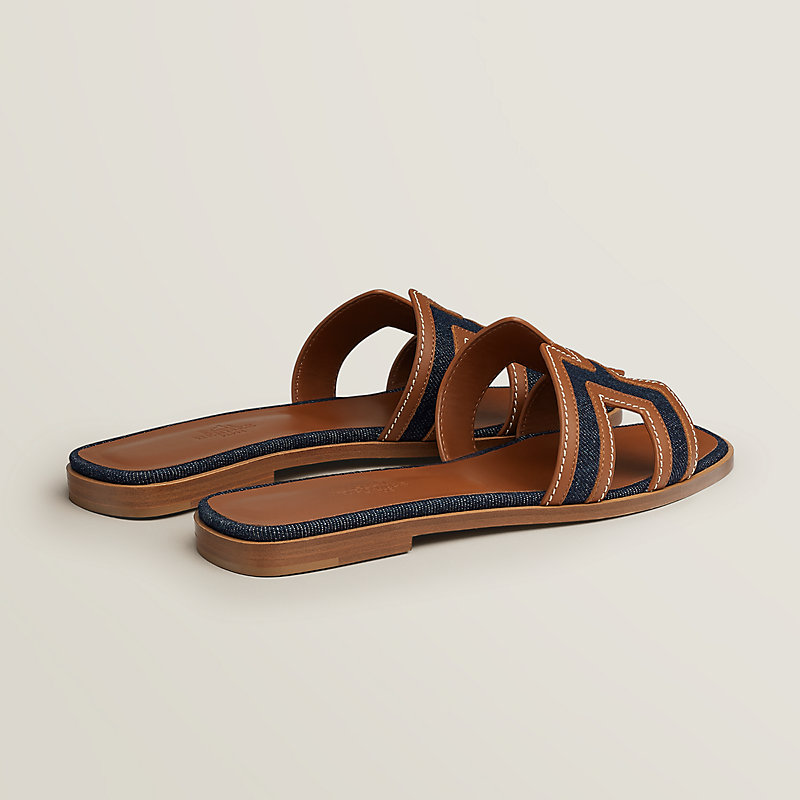 Sandales Hermès Oran En Toile Denim - Taille 37.5 - Neuf Avec étiquettes