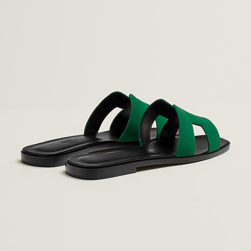 Sandales Hermès Oran 37,5 En Laine - VERT ANGLAIS - Neuves Dans Leur Boîte