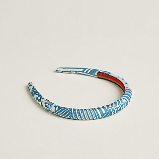 Hermès Rigid Headband Elsa ZigZag Printed Silk - Bleu Jean m71426726266_1.jpg main image 4