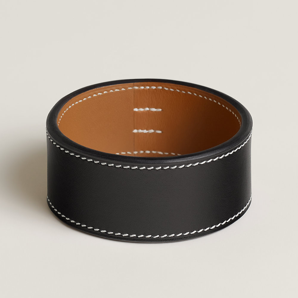 アクセサリー HERMES full leather bangle archive HERMES Vintage Medor Green Leather Bangle Bracelet For Sale