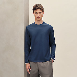 HERMES / 長袖シャツ/--/ウール/NVY/無地/H466100H8 Sellier