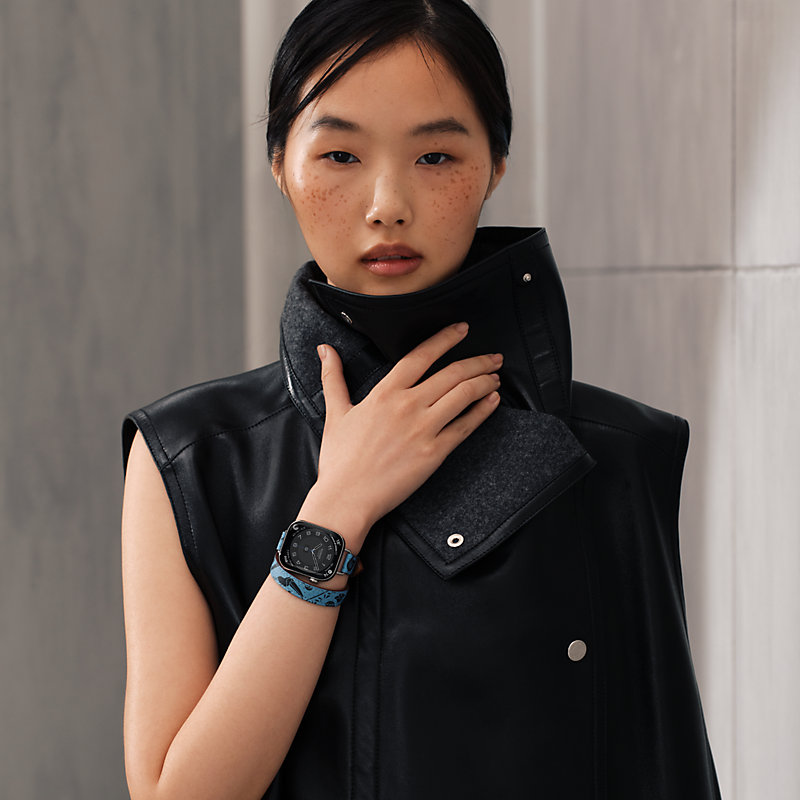 1859 Apple Watch エルメス　インディゴ　ドゥブルトゥール　レザー Apple Watch Hermès ドゥブルトゥール 《アピ》 42 mm - ブルー