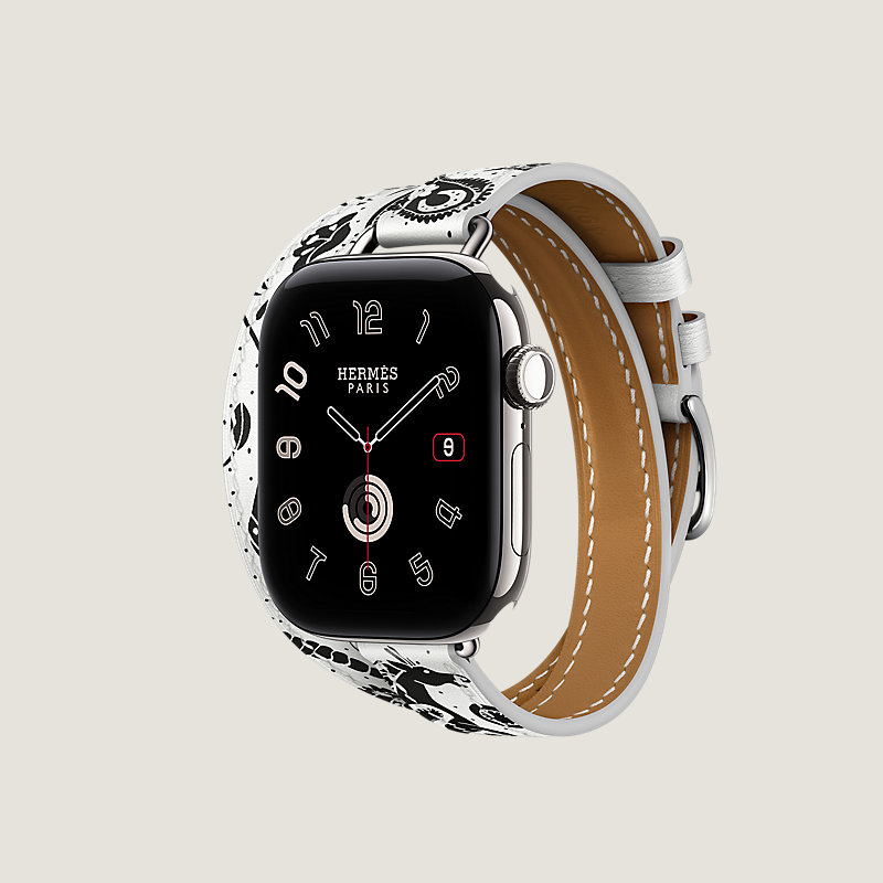 Series 12 ケース & Apple Watch Hermès ドゥブルトゥール 《アトラージュ/アニモー・バンダナ》 42&nbsp;mm, イメージ: 横から見たイメージ, ビュー3の3