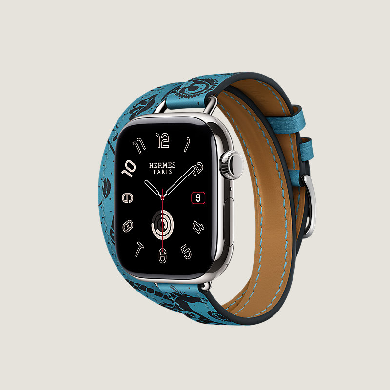 Series&nbsp;11 case & Band Apple Watch Hermès Double Tour 42&nbsp;mm Attelage Animaux Bandana