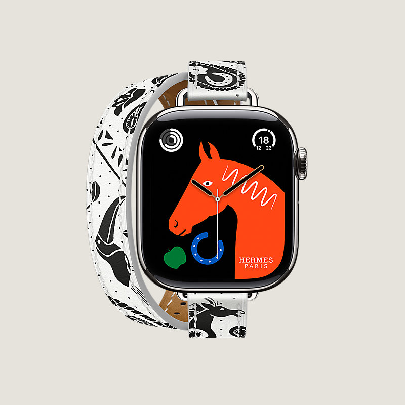 Series&nbsp;11 case & Band Apple Watch Hermès Double Tour 42&nbsp;mm Attelage Animaux Bandana