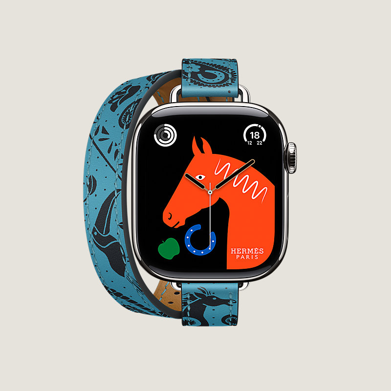 Series&nbsp;11 case & Band Apple Watch Hermès Double Tour 42&nbsp;mm Attelage Animaux Bandana