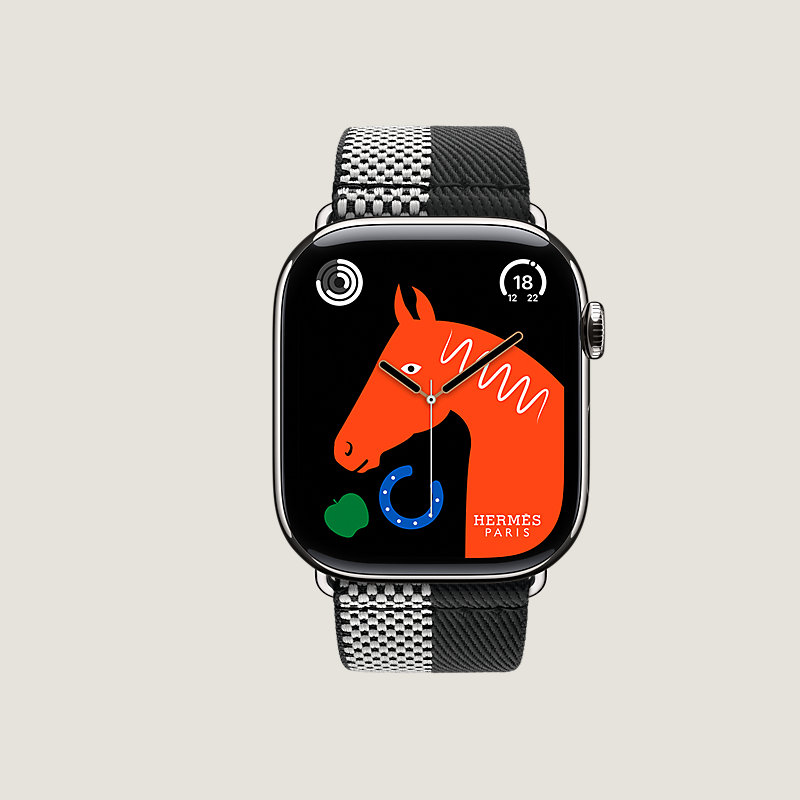 Series&nbsp;11 case & Band Apple Watch Hermès Single Tour 46&nbsp;mm Toile H Double Jeu
