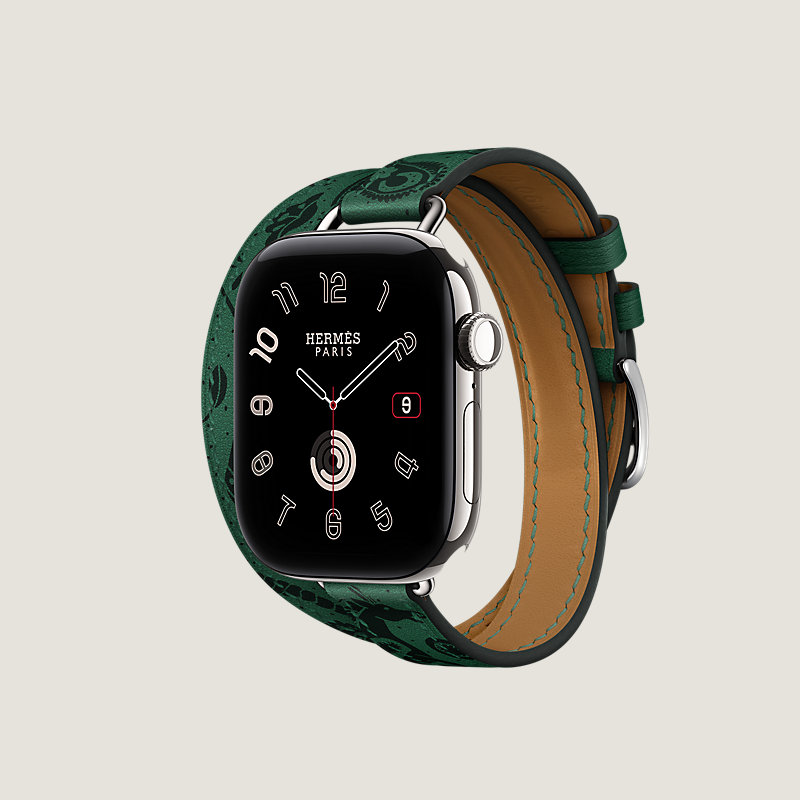 Series&nbsp;12 case & Band Apple Watch Hermès Double Tour 42&nbsp;mm Attelage Animaux Bandana, View: side, view 3 of 3