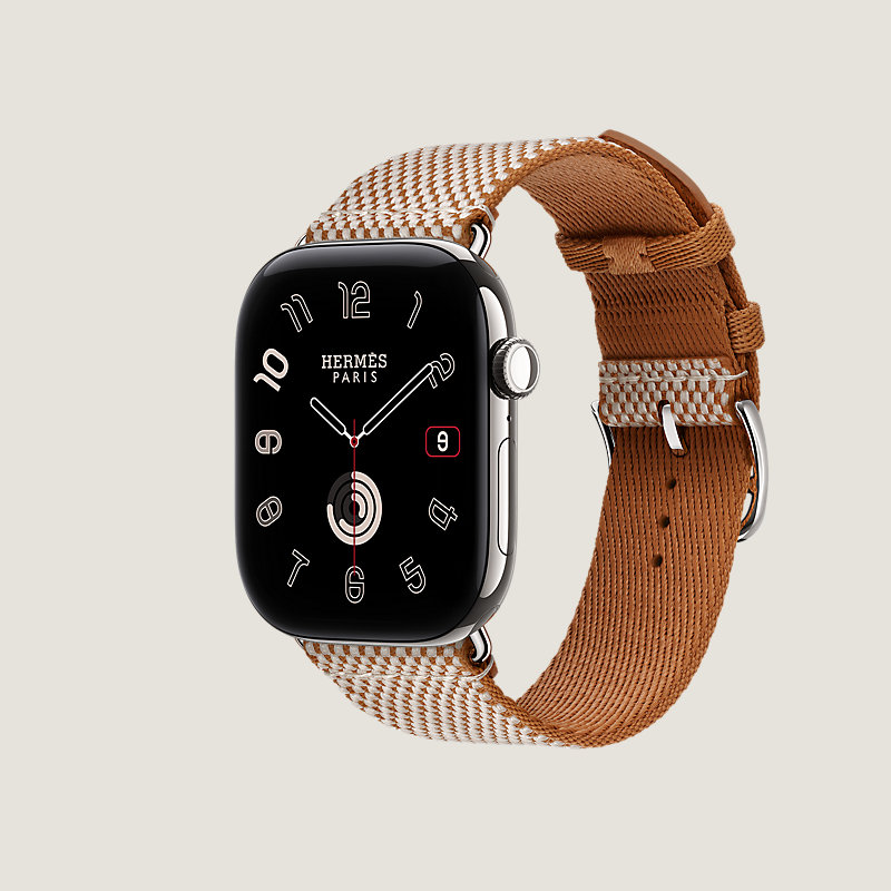 Series&nbsp;12錶殼 & Apple Watch Hermès 46 mm Toile H Single Tour錶帶, 檢視: 側面, 檢視共3張圖片的第3張