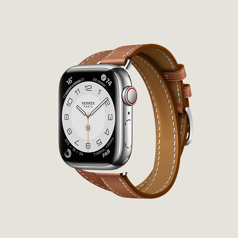 Series&nbsp;7 case & Band Apple Watch Hermes Double Tour 41&nbsp;mm&nbsp;Attelage