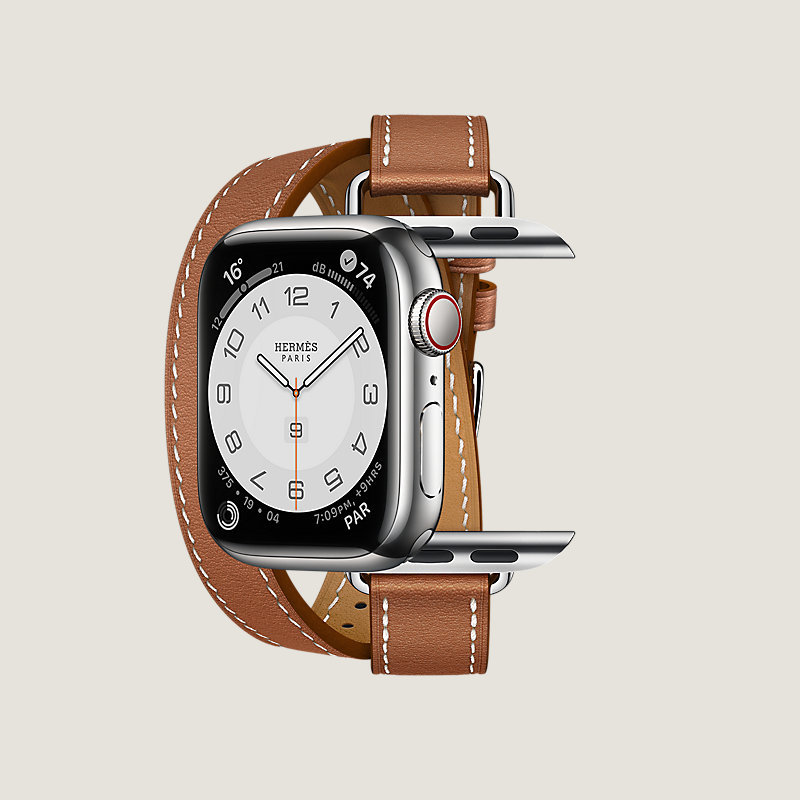 Series&nbsp;7 case & Band Apple Watch Hermes Double Tour 41&nbsp;mm&nbsp;Attelage