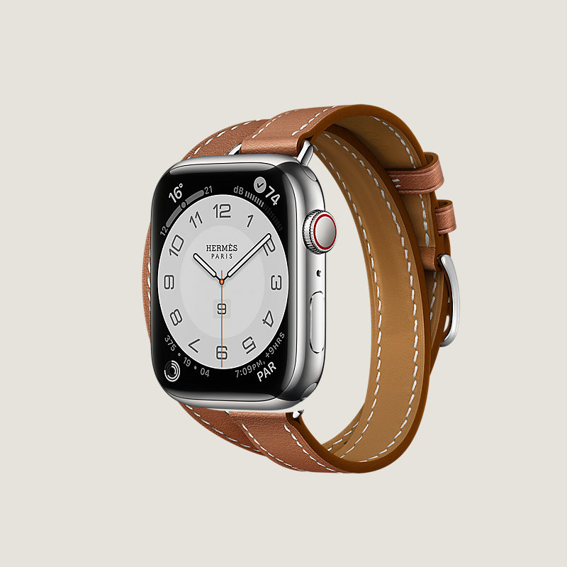 Series&nbsp;7 case & Band Apple Watch Hermes Double Tour 41&nbsp;mm&nbsp;Attelage